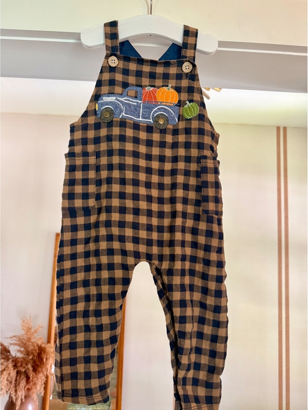 Mud Pie Pumpkin Overalls Sz 9-12 Months EUC